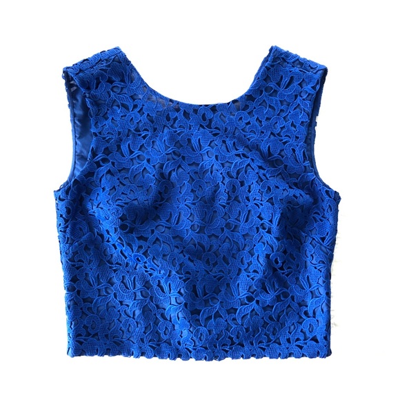 J. Crew Tops - J.Crew Collection Cobalt Blue Lace Crop Top 2